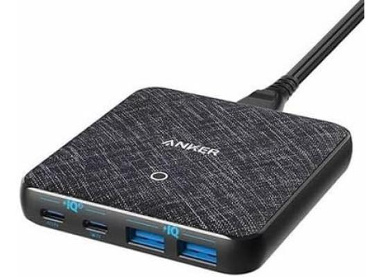 Anker A2046K11 Slim Power Port with Dual USB C PowerIQ 3.0 And USB A Ports Provided High Speed Charging And Charge 4 Devices Simultaneously Fits Most Types Of Smart Devices 63W - Black